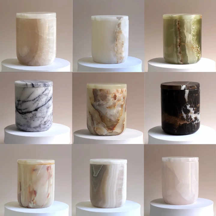 Natural marble candle holder. 