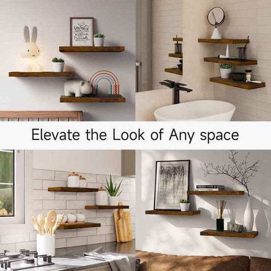 أرفف خشبية عائمة مثبتة على الحائط للحمام- wall mounted wooden shelves for bathroom