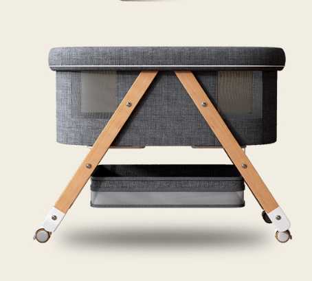 Modern Design Foldable Cotton and Wood Baby Bed 