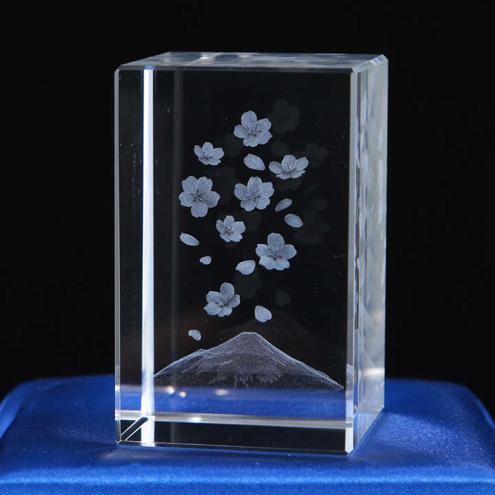 3D Laser Crystal Flower with Engraved Mount. 