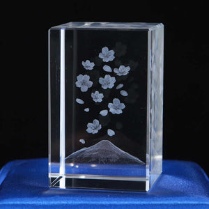 3D Laser Crystal Flower with Engraved Mount. 