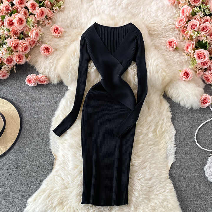 Elegant women's autumn dress