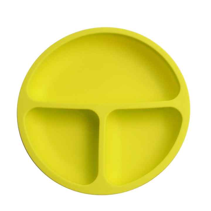 Food Grade Silicone Baby Feeding Set Bib + Suction Bowl + Spoon + Baby Toothbrush + Baby Plate Green 