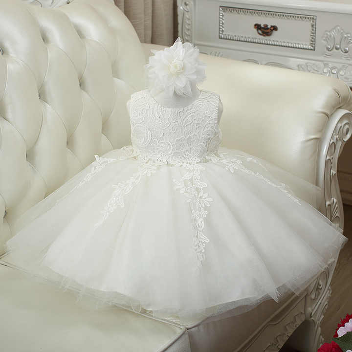 Ruffle Toddler Flower Girl Frocks- فستان حفلات من التول الأبيض