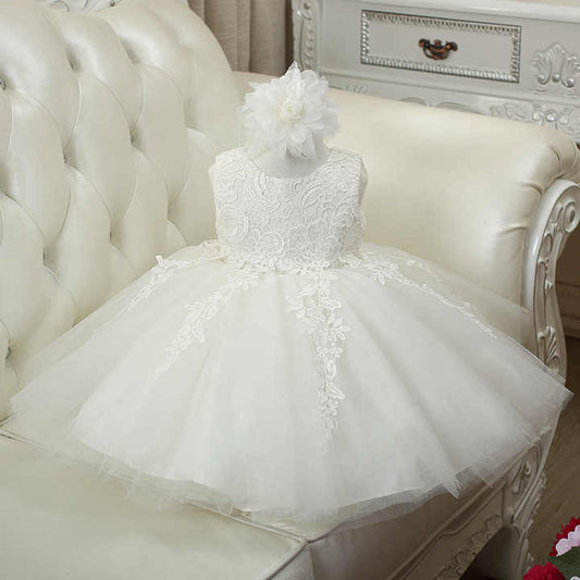 Ruffle Toddler Flower Girl Frocks - White Tulle Party Dress