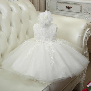 Ruffle Toddler Flower Girl Frocks - White Tulle Party Dress