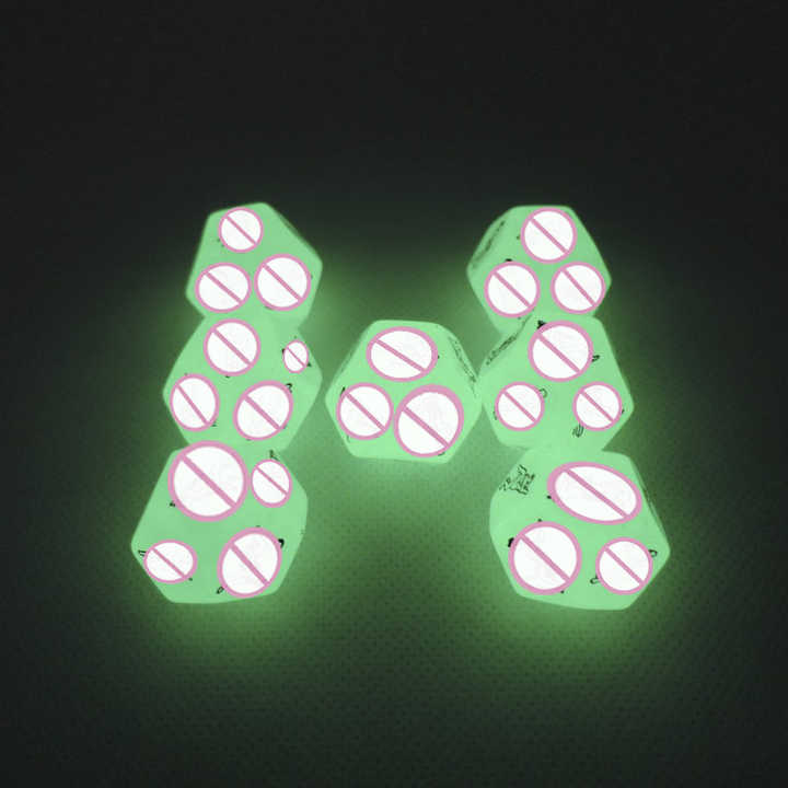 Glow-in-the-dark sex dice 
