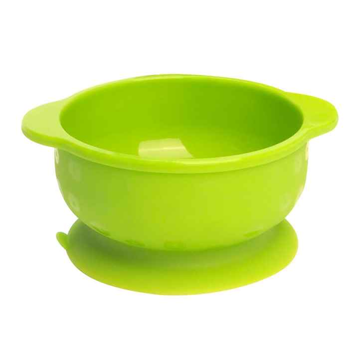 Food Grade Silicone Baby Feeding Set Bib + Suction Bowl + Spoon + Baby Toothbrush + Baby Plate Green 