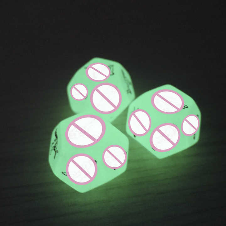 Glow-in-the-dark sex dice 