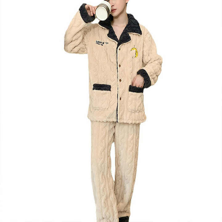 New Men's Pajamas Autumn and Winter Home Set. 