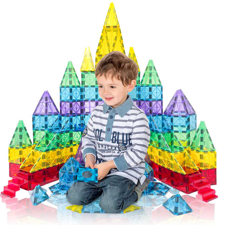 32pcs Magnetic Tiles Educational Toys for Kids, Plastic Building Tiles with EN71 Certification 