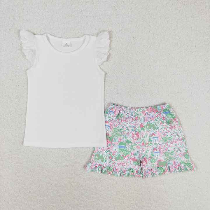 Clothing Kids Newborn Girl Outfits-  طقم مكون من قطعتين للأطفال حديثي الولادة