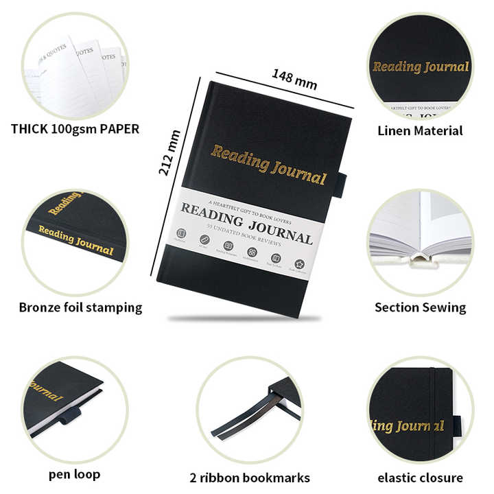 Wholesale Reading Journal Undated Planners Hardcover Fabric Cover Diary Notebook Sublimation Book for Book Lovers 