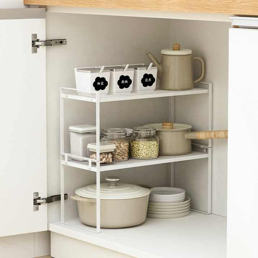 منظم خزانة أدوات منزلية قابلة للتكديس لتخزين مستلزمات المطبخ Stackable Home Utensil Cabinet Organizer for Kitchen Storage