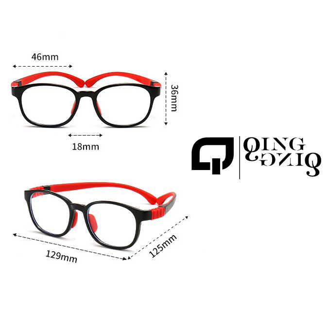 Flexible children's optical glasses that block blue light and provide protection. 