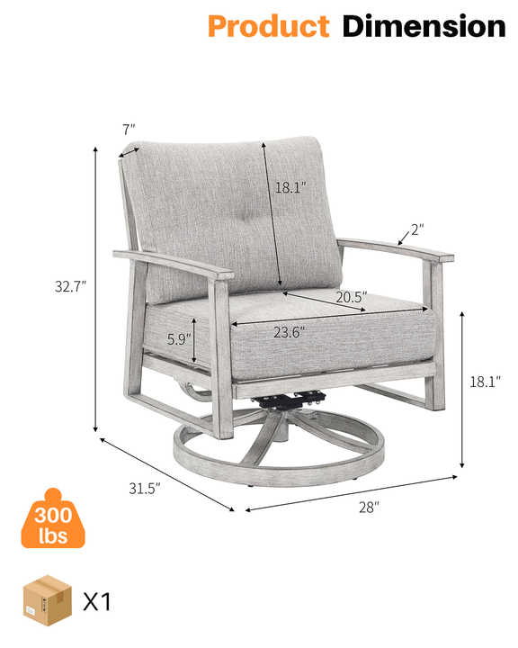 2-piece aluminum chair set 