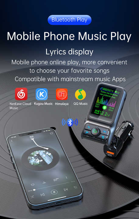 Factory Bluetooth Car Charger PD3.0 QC3.0 EQ Audio FM 