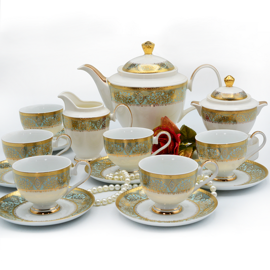 Set Luxury Style Bone China Tea Cup Set-  طقم شاي كاروسا عالي الجودة
