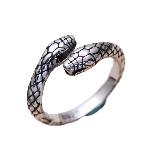 Customizable Antique Silver Snake Ring 