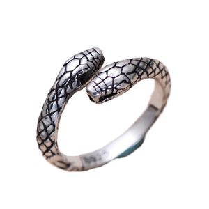 Customizable Antique Silver Snake Ring 