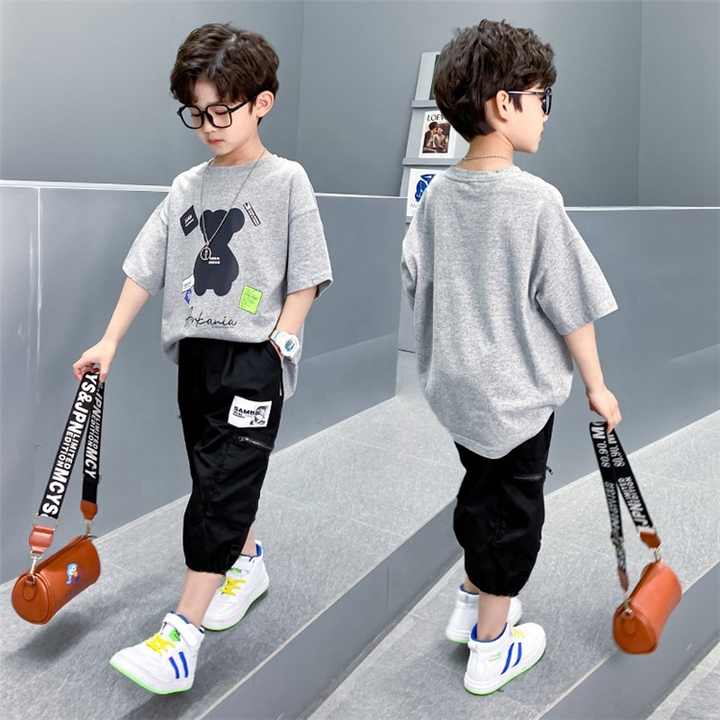 Latest design children boutique sportswear suit kids clothes baby boy summer clothes 2 pieces 