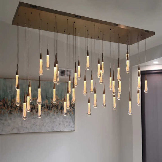 Creative copper raindrop chandelier 