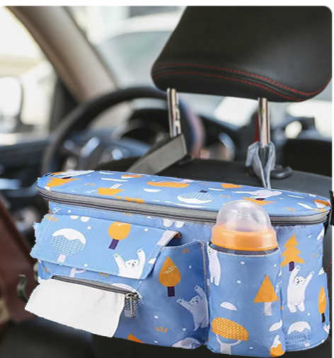 Waterproof Leather Oxford Car Travel Bag with Convenient Cup Holder 