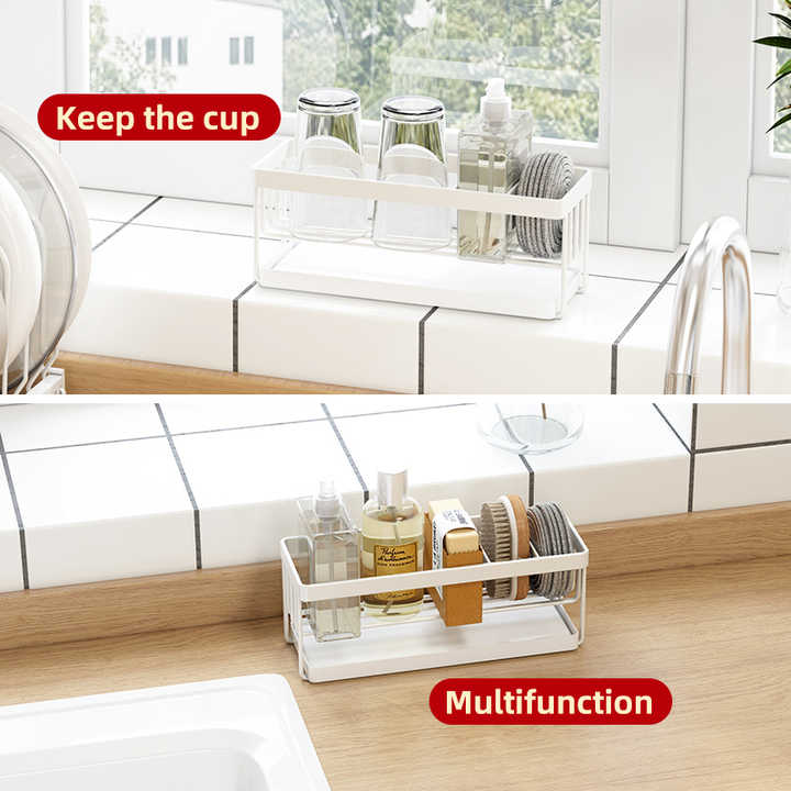 Kitchen &amp; Tabletop Japanese Style White High Quality Kitchen Drain Basket Sink Sponge Rack Cutlery Rack Bathroom Storage Rack 