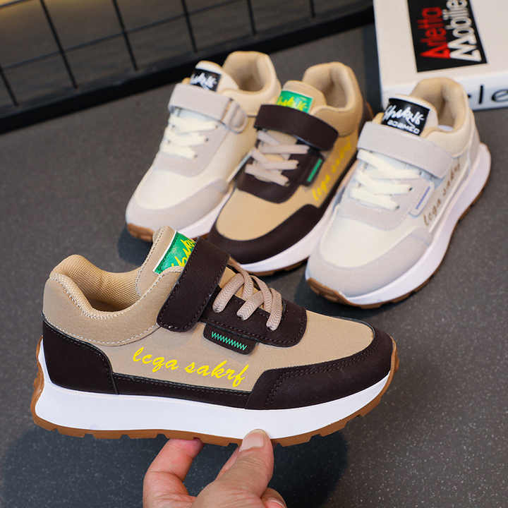 White Spring Autumn Leather Flat Sneakers Velcro 