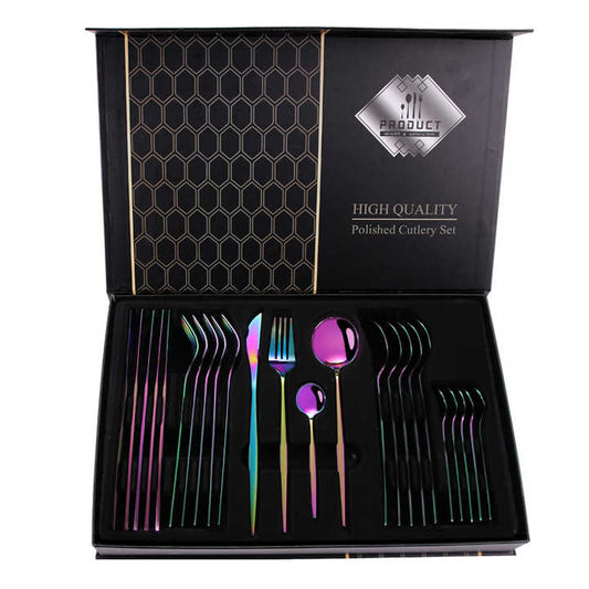 Wedding 24 Pcs Gold Flatware Sets-طقم أدوات مائدة