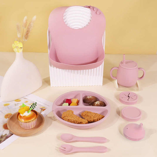 مجموعة أطباق تغذية الأطفال - Bpa Free Silicone Baby