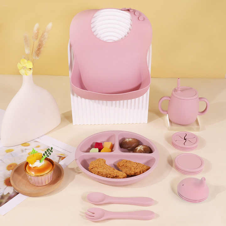 Bpa Free Silicone Baby Feeding Plates-مجموعة أطباق تغذية