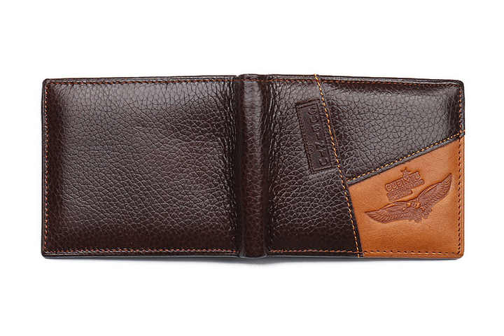 محفظة قصيرة مفتوحة من جلد البقر الأصلي . New Design Genuine Cowhide Leather Short Open