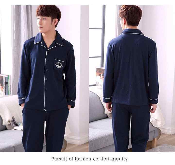 Men's Pajama Set, Cotton Pajama Set with Sleeves 