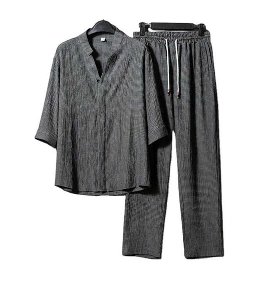 مجموعات ملابس الرجال قميص غير رسمي بنصف كم ورباط Men's Clothing Sets Casual Half Sleeve Tie Shirt