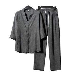 مجموعات ملابس الرجال قميص غير رسمي بنصف كم ورباط Men's Clothing Sets Casual Half Sleeve Tie Shirt