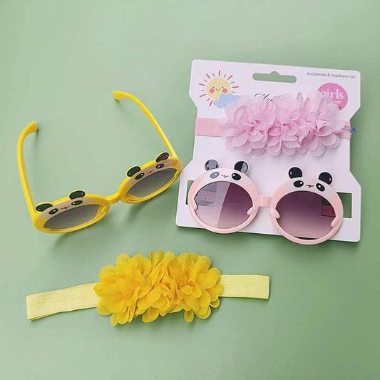 مجموعة نظارات شمسية للأطفال عصابة رأس . Kids Sunglasses Set Headband Eye Protection Cute