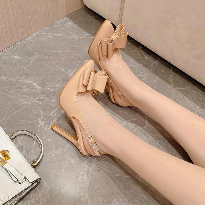 New Women's Pointed Toe Thin Heel with Bowknot 