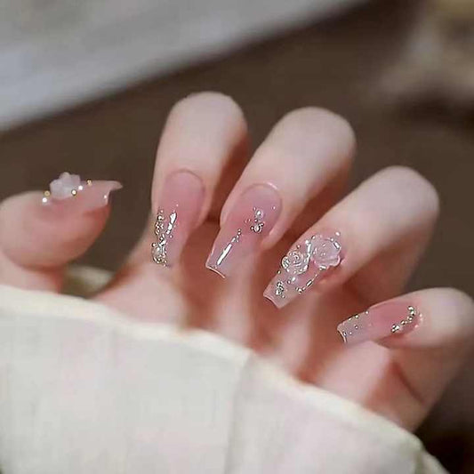 Design #337 Hand Painted False Artificial Nails 