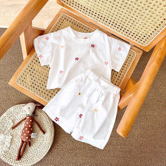 Baby Girl Summer Clothing Kids Floral-مجموعة ملابس