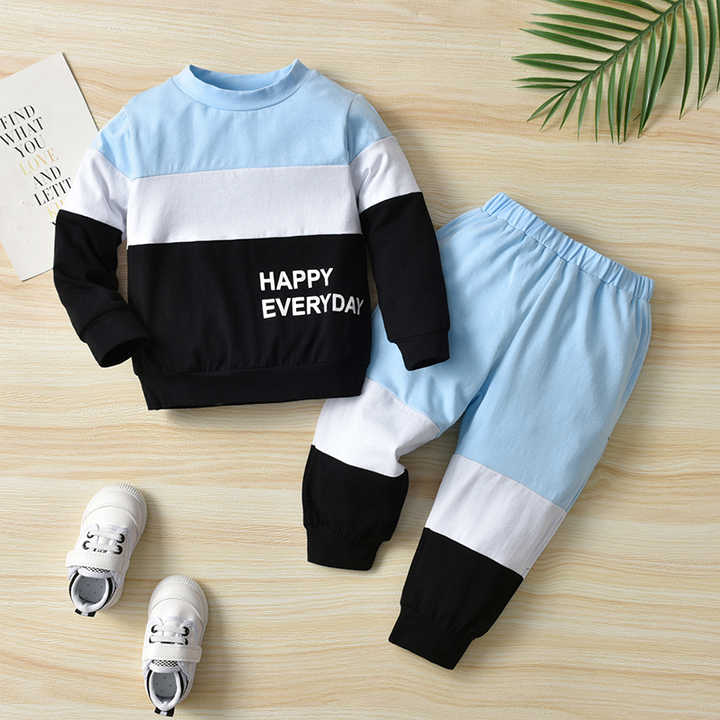 Boys' 2-piece pants and long-sleeved T-shirt 