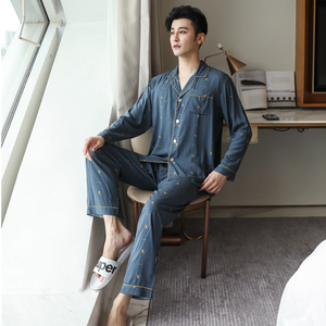 New Men's Cotton Pajamas Long Sleeve 