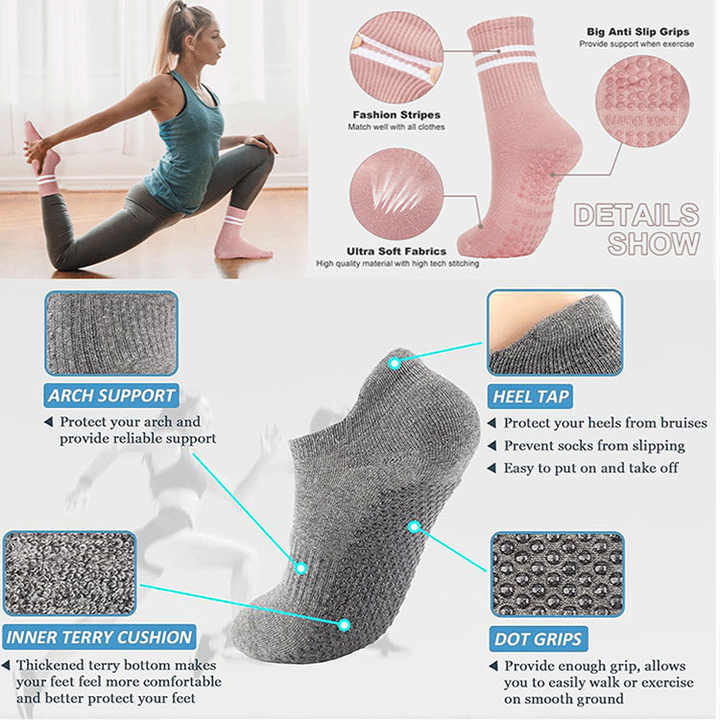 port Women Custom Yoga Merino Wool Grip Socks Pilates جوارب رياضية نسائية من صوف الميرينو