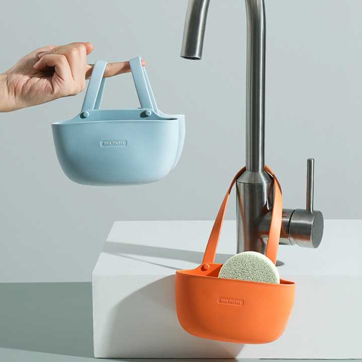 Nordic TPR Sponge Storage Basket Drain Rack Soap Holder Faucet Brush Hanging Basket Kitchen Bathroom Organizer Home Supplies 