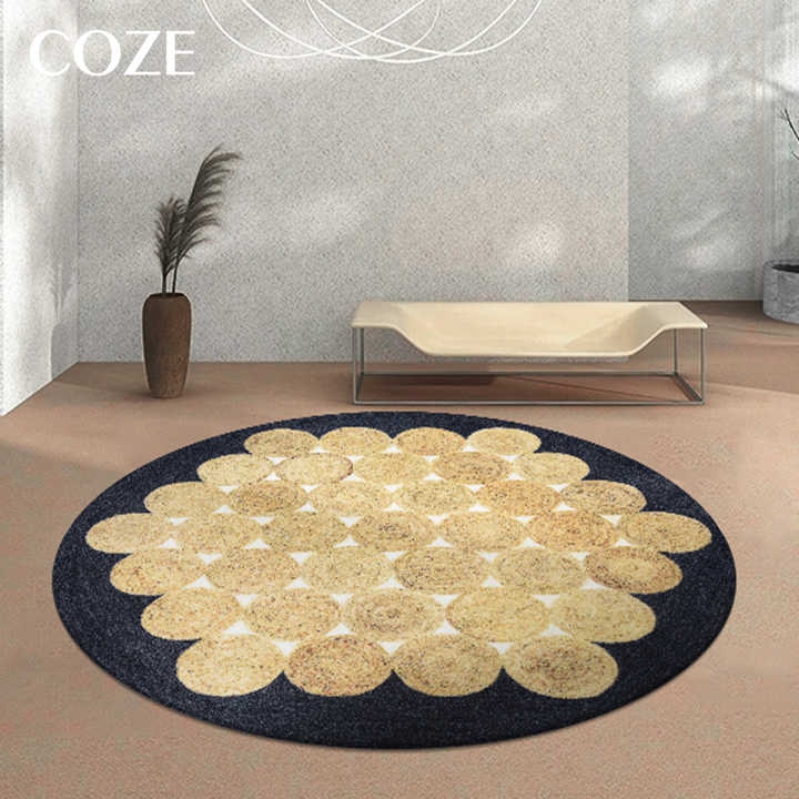 Original design color block round living room rug round living room Nordic style living room carpet and simple bedroom blanket 