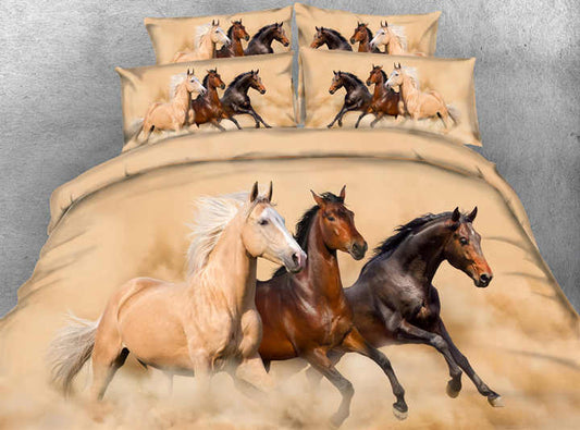 3d الحيوان الخيول مطبوعة 3d طقم سرير  . pcs 3d Animal Horses Printed 3d Bedding Set, Duvet
