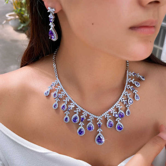 Big Purple Jewelry Set for Women - طقم مجوهرات فاخر كبير