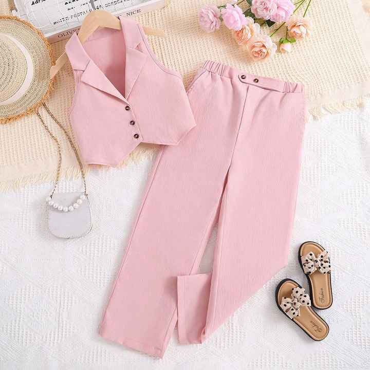 Korean Style Girls Rose Flower Clothes, Girls Color Matching Suit 