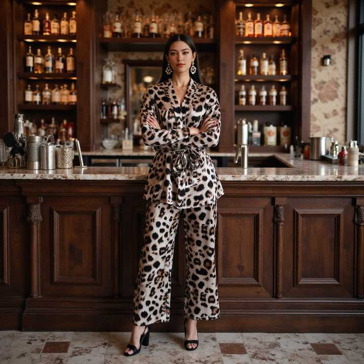 Leopard Print Silk Pajamas