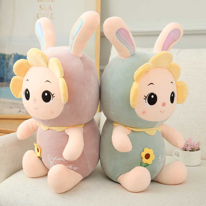 Comfortable Rabbit Baby Sleeping Pillow Sunflower Factory Supply Green Pink Purple Soft Touch Cute Baby Pillow 